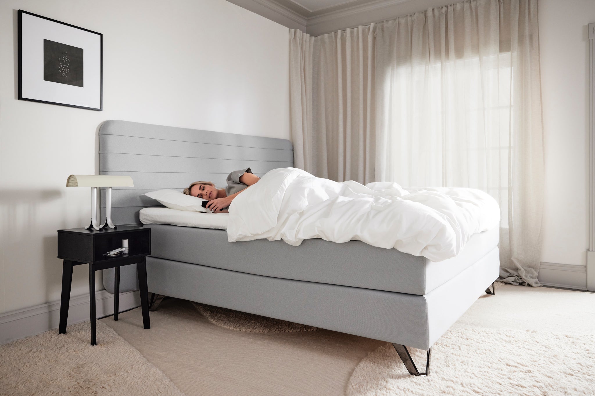 Jensen Scandinavian Bed Nordic Aesthetic Woman Sleeping